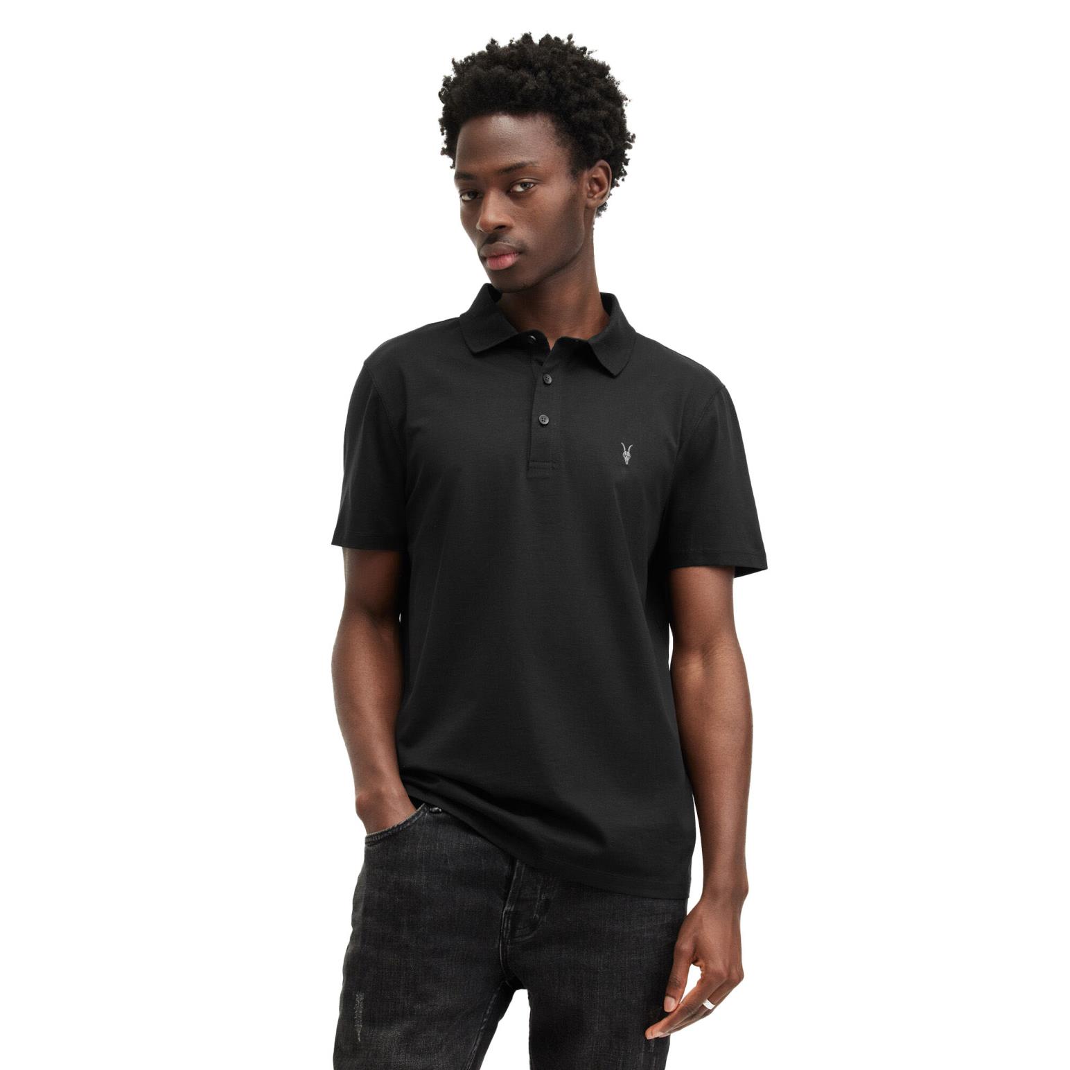 AllSaints Reid Slim Fit Ramskull Polo Shirt